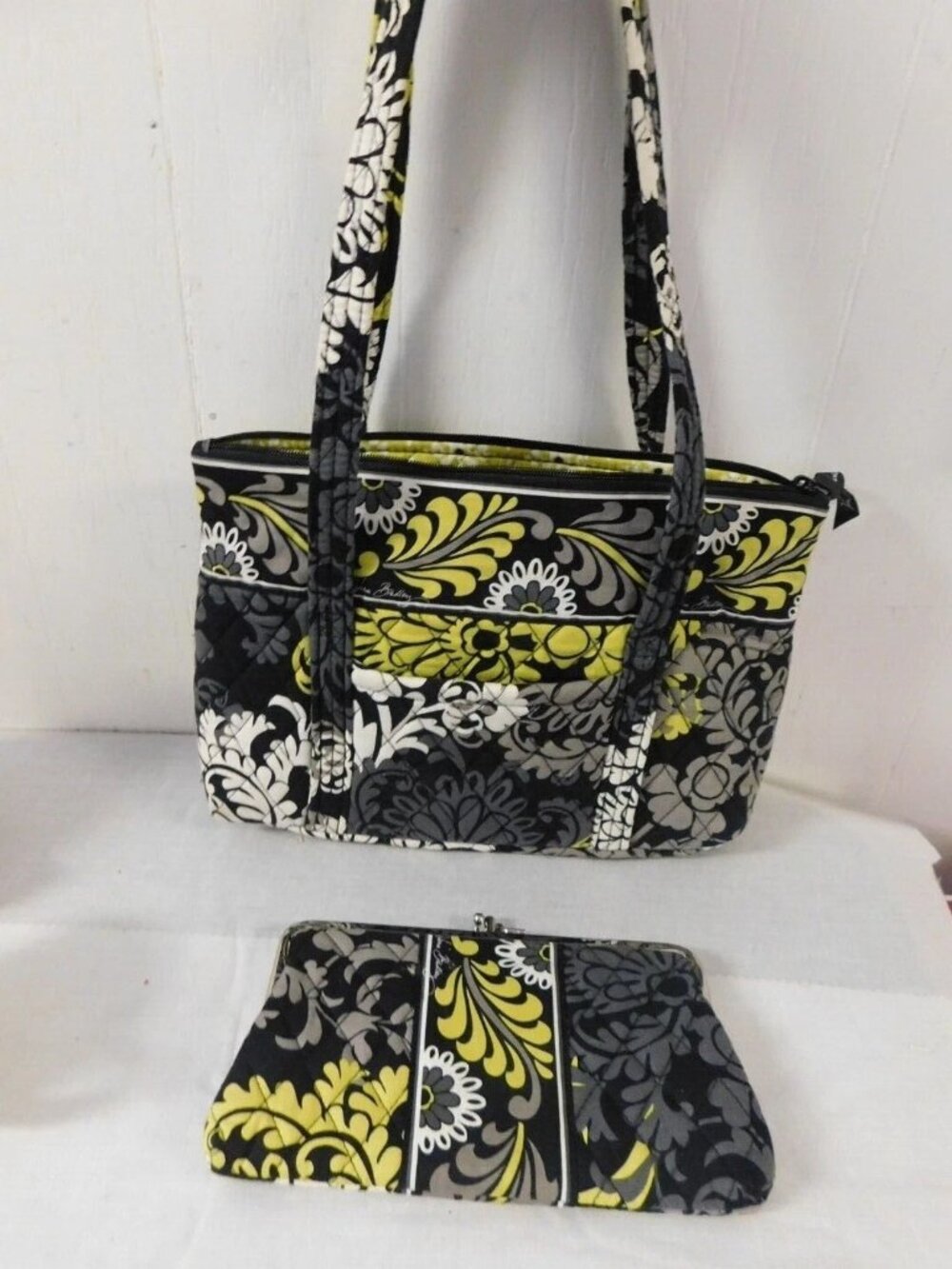 Vera Bradley Baroque Handbag & Twist Lock Wallet Set